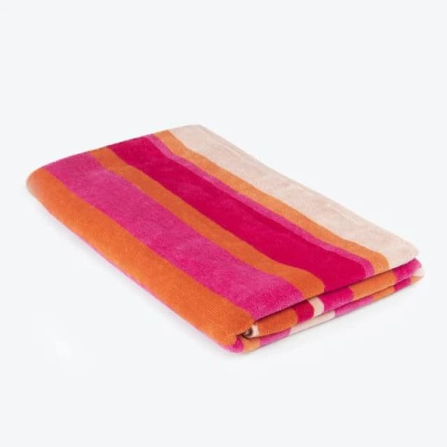 Allure Bath Fashions Velour Stripe Beach Towel - Pink