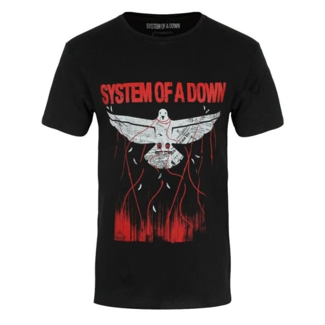 System Of A Down System Of A Down Men Dove Overcome T-Shirt in Black Size: X-Large Black XL Male 5063238518841