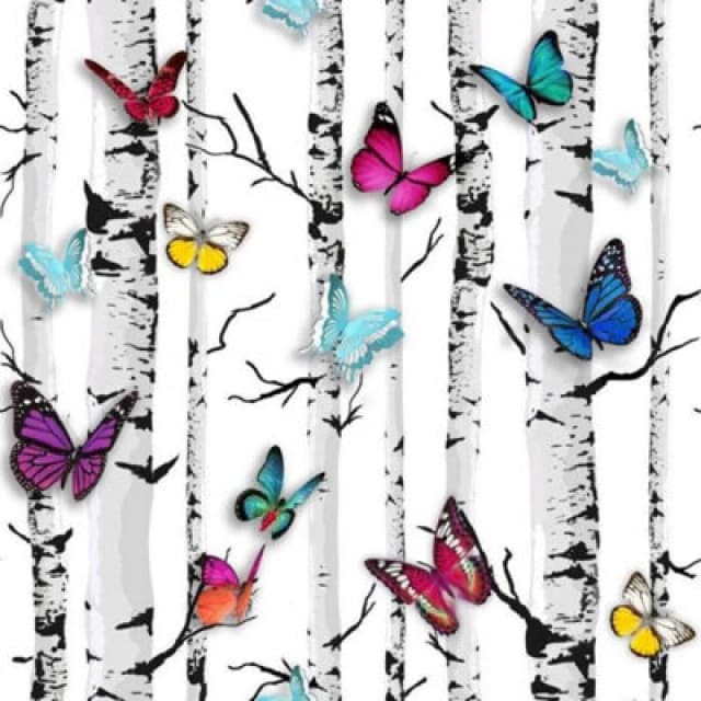 UGEPA Colourful Butterfly Wallpaper Butterflies Trees Branch Birch Garden Feature ZF1795727_102529