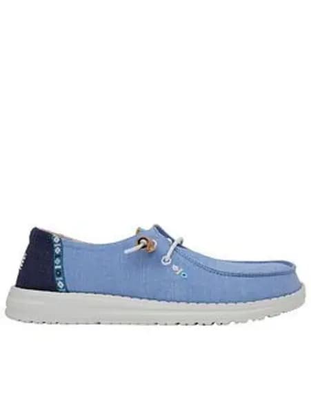 Heydude Wendy Chambray Boho Shoe, Blue, Size 7, Women Blue VWZVA Female 7