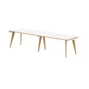 Oslo Single White Frame Wooden Leg Bench Desk 1400 White With Natural