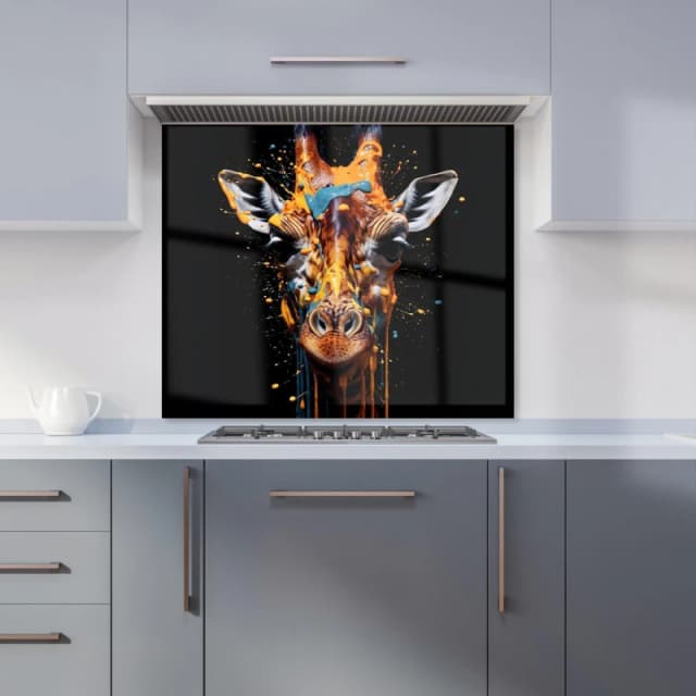 Warren Reed - Designer Giraffe Face Splashart Kitchen Splashback in Orange Size: 600mm x 750mm Orange Unisex 600mm x 750mm