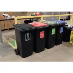 Slingsby Set of 4 120l Wheelie Bins With Colour Coded Lids & Stickers