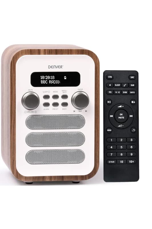 Denver 'DAB-48' Bluetooth DAB /DAB+ Radio With Large Remote Control in White White Unisex