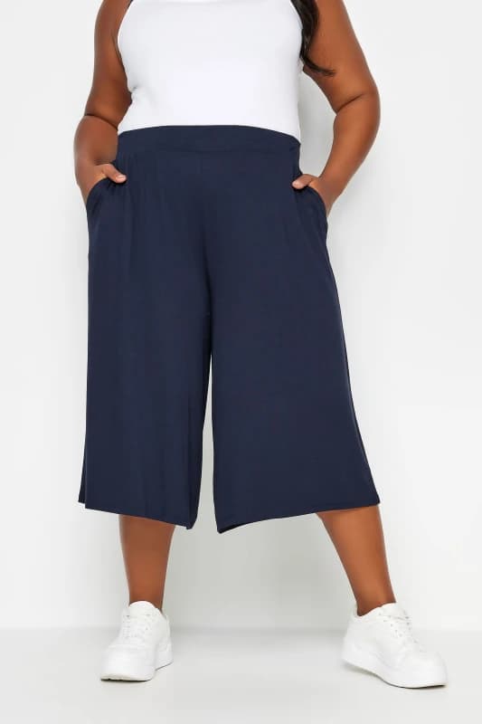 Yours Jersey Culottes Blue