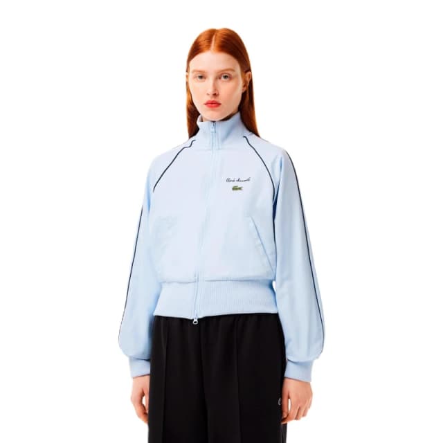 Lacoste Womens Cropped Diamond Taffeta Long Sleeve Rain Anorak Phoenix Blue female 6 (34)