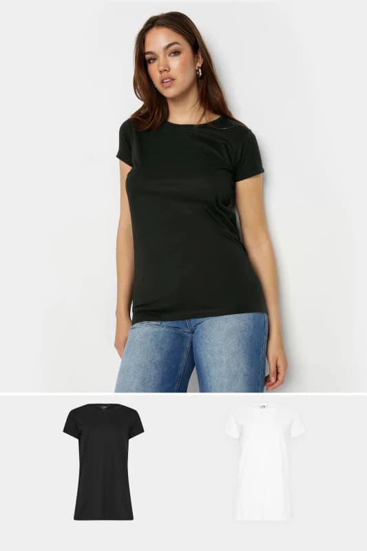 Long Tall Sally Womens Tall 2 Pack T-Shirts in Black Size: 16 Black Female 16