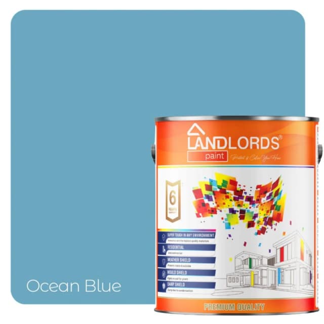 Landlords Paint - Kitchen & Bathroom Paint - Mould Resistant, Washable & Durable - Ocean Blue - 2.5L