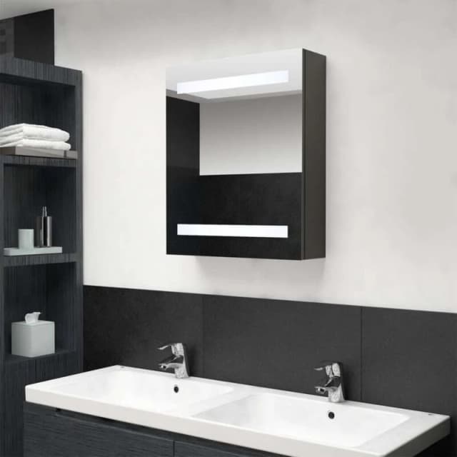 vidaXL LED Bathroom Mirror Cabinet Anthracite 50x14x60cm 326487