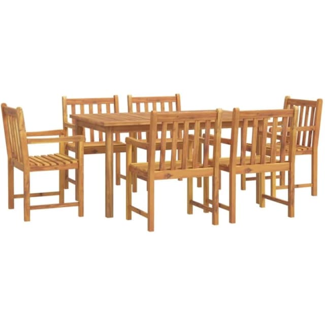 vidaXL 7 Piece Garden Dining Set Solid Wood Acacia, Brown 3206278