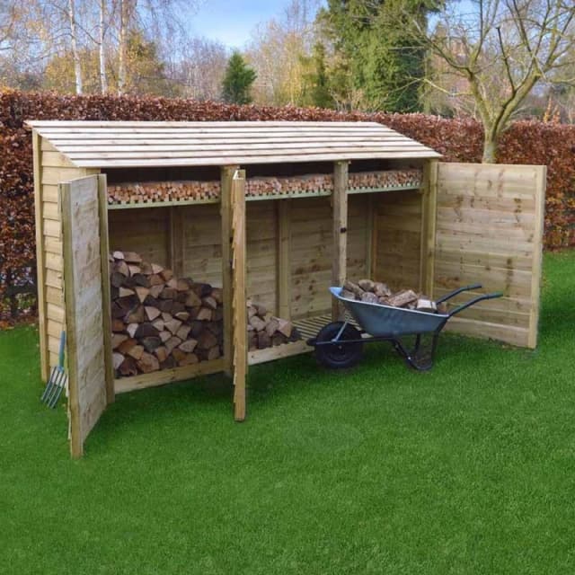Rutland County Garden Furniture Ltd Empingham 6ft Log Store with Doors & Kindling Shelf, H181 cm, Green Green Unisex