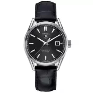 TAG Heuer Carrera Calibre 5 Mens Black Leather Strap Watch