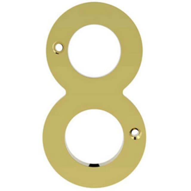 Loops Polished Brass Door Number 8 75mm Height 4mm Depth House Numeral Plaque Metallics