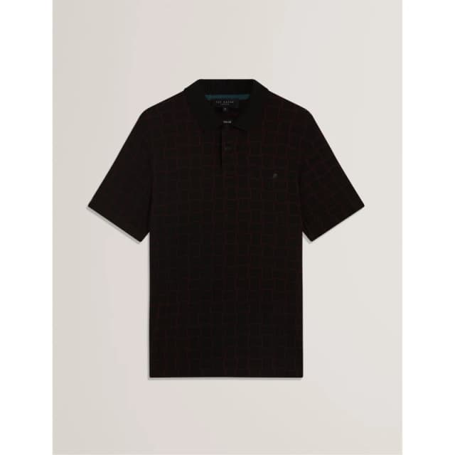 Ted Baker Mens Jacquard Short-Sleeve Polo Shirt Black male S (2)