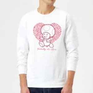 Super Mario Toadally In Love Sweatshirt - White - L