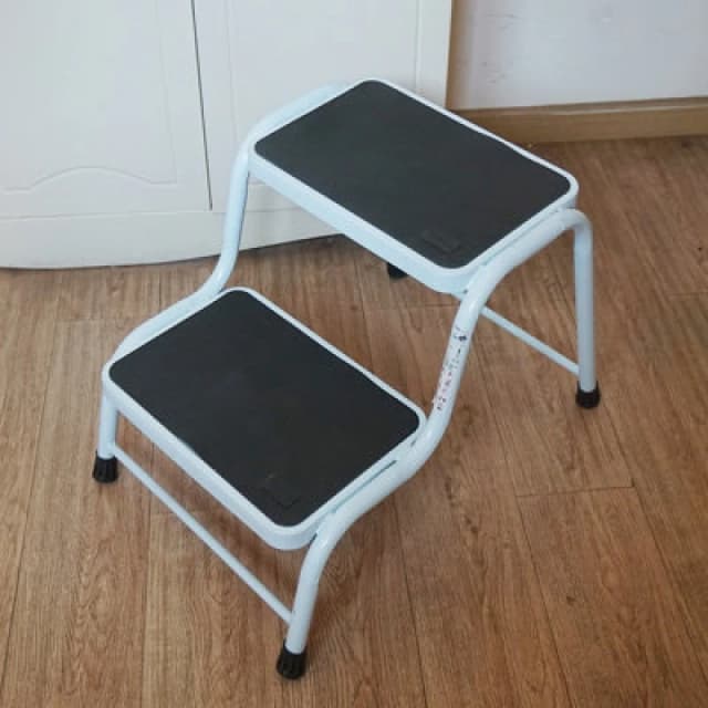 Gr8 Home Double Step Caravan Stool Steel Non Slip Mat Door Ladder Van Motorhome Camper White