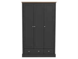 LPD Devon 3 Door 2 Drawer Charcoal and Oak Triple Wardrobe Flat Packed
