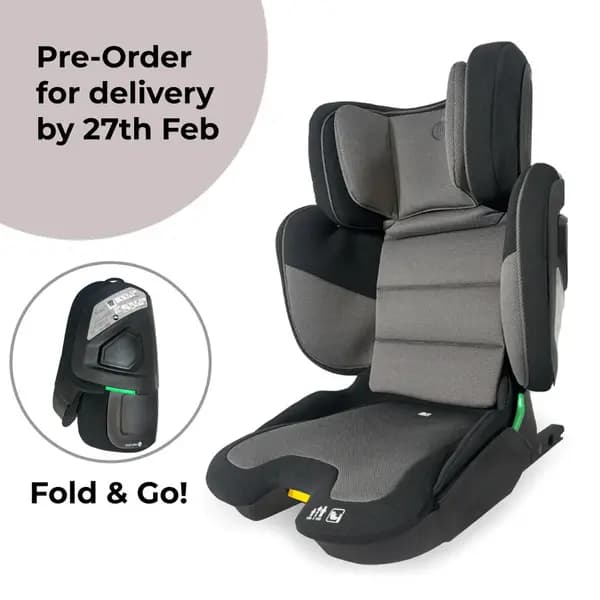 My Babiie MBCS23 i-Size (100-150cm) Compact High Back Booster Car Seat - Black & Grey