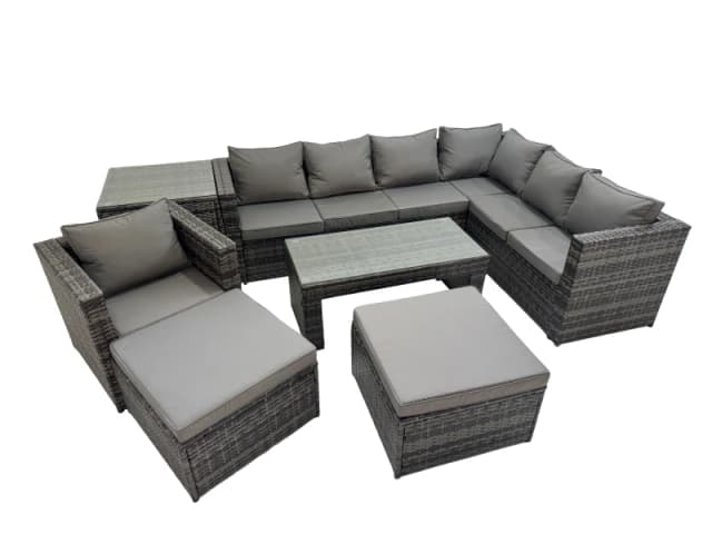 Fimous Garden Furniture Set with Chair 2 Big Stool Side Table Dark Grey Mixed Dark Grey Unisex