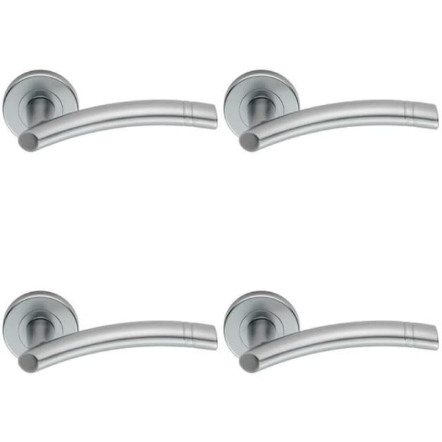 Loops 4x PAIR Arched Round Bar Handle with Ring Detailing Concealed Fix Satin Chrome Multi