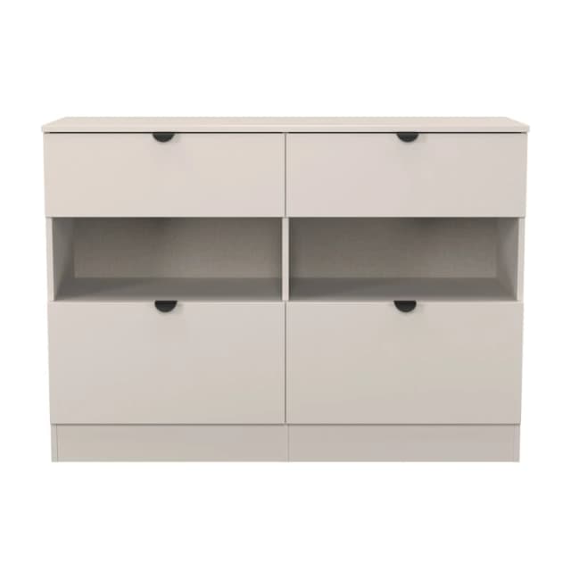 Welcome Furniture Solomon 4 Drawer Open Shelf Wide Chest Chest of Drawers Regular Beige 42288790390