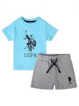 U.S. Polo Assn. Toddler Boys T-Shirt And Short Set - Aqua/Grey Marl