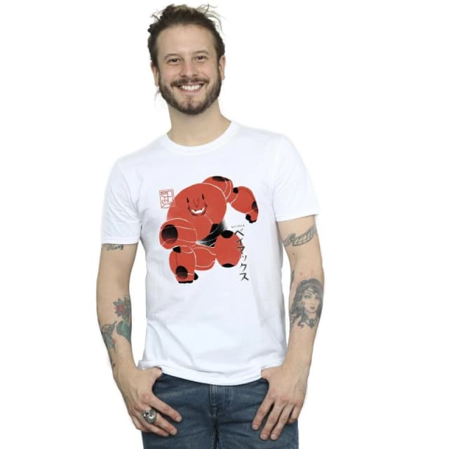 Disney Men Big Hero 6 Baymax Suite Pose T-Shirt in White Size: Small White S Male 5059934873681