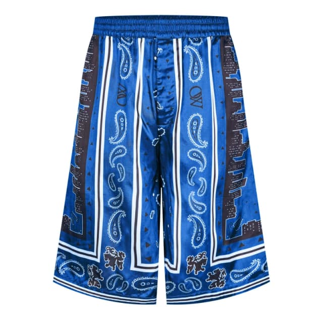 Off White Mens Bandana Relaxed Fit Chino Shorts Nautical B male XS