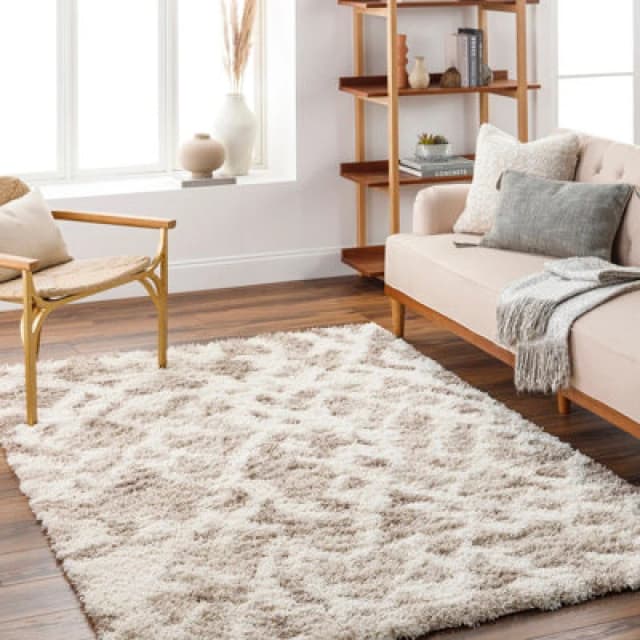 Livabliss Shaggy Modern Plush Pile Beige Paula Area Rug 130 X 170 Cm - Easy Care, Non Shedding, Ideal For Living Room & Bedroom