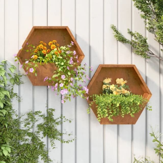VIDAXL Wall Planters 2 pcs Rusty Corten Steel 46x10x40cm Vidaxl 8720845673710