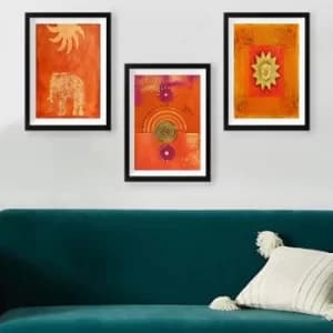 SET_096 Multicolor Decorative Framed Painting (3 Pieces)