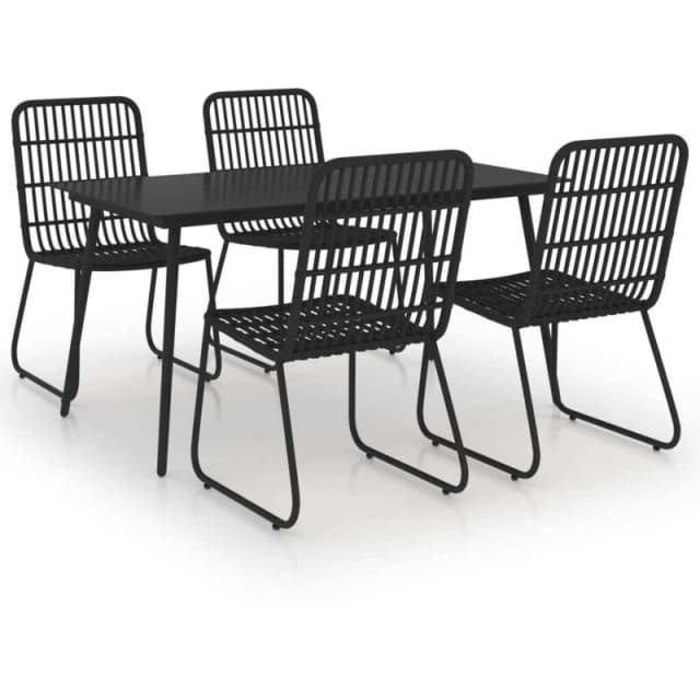 VIDAXL 5 Piece Outdoor Dining Set Poly Rattan and Glass Vidaxl 8720286241677