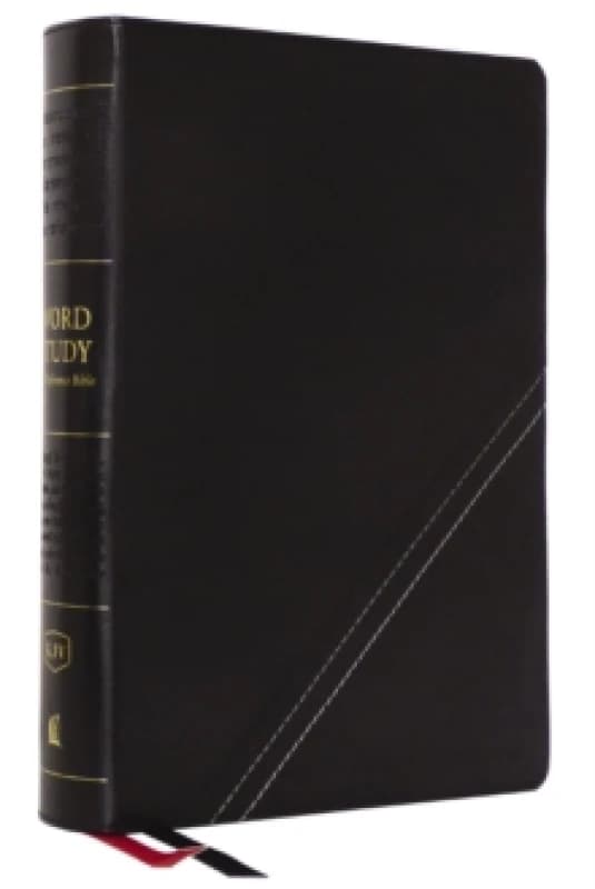 KJV, Word Study Reference Bible, Leathersoft, Black, Red Letter, Comfort Print. Leather / fine binding. By Thomas Nelson Books