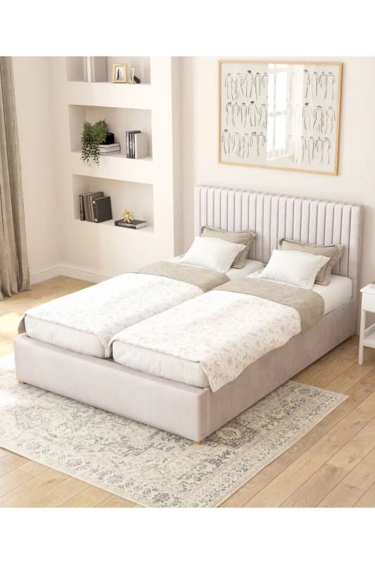 Aspire Aspire Grant Electric Adjustable Bed Upholstered in Plush Velvet Fabric with Pocket Sprung Mattress UK Made in Light Grey Size: Single Light