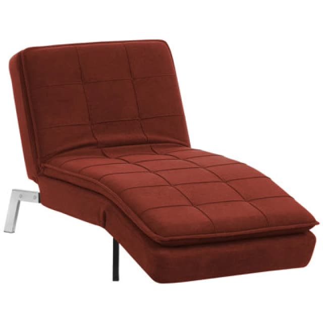 Beliani Chaise Longue Loiret Fabric Red
