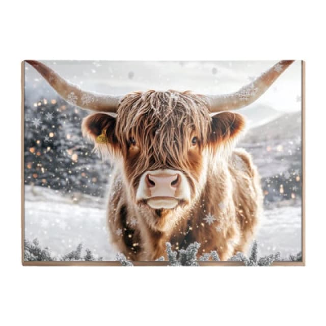 Warren Reed Designer Wintery Highland Cow Chopping Board