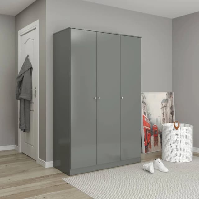 Seconique Denver 3 Door Wardrobe in Grey Grey Unisex