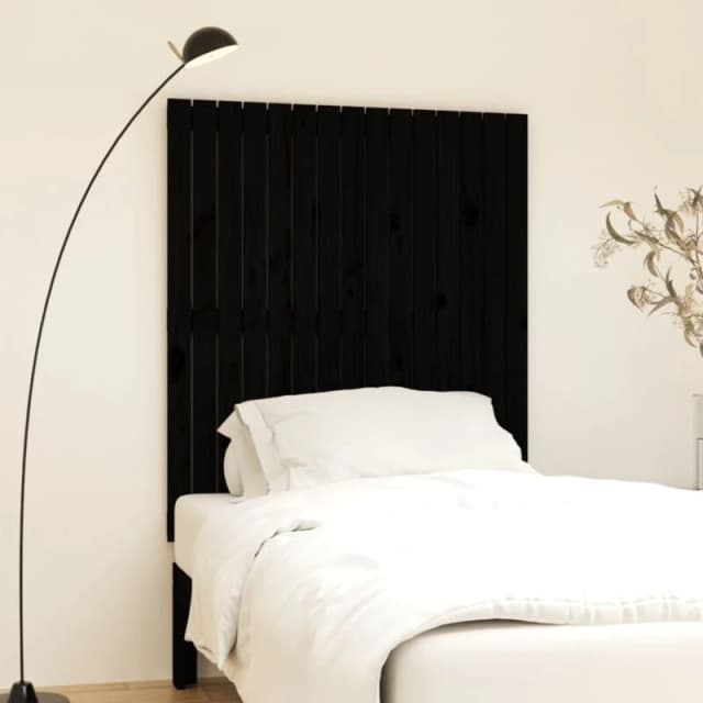 Vidaxl Wall Headboard Black 95.5X3X110 Cm Solid Wood Pine, Black 824937