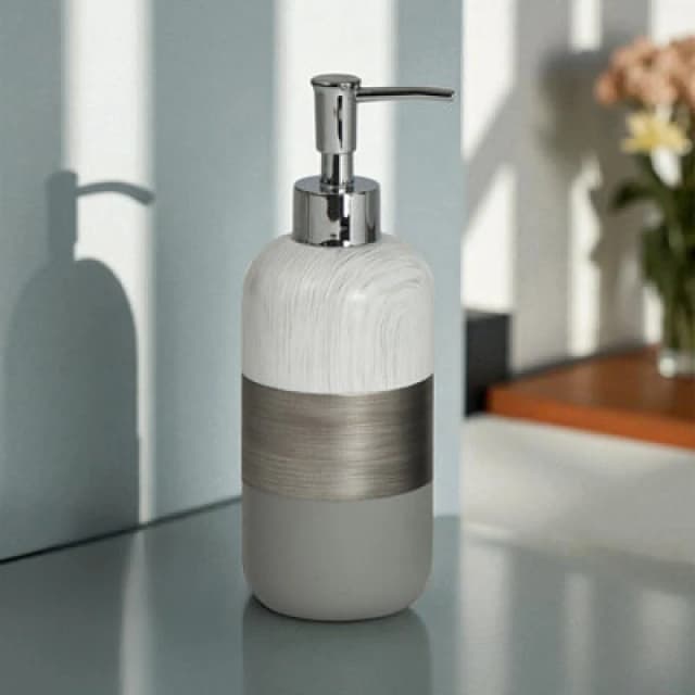 Showerdrape Luxe Grey/White Collection Liquid Soap Dispenser Grey