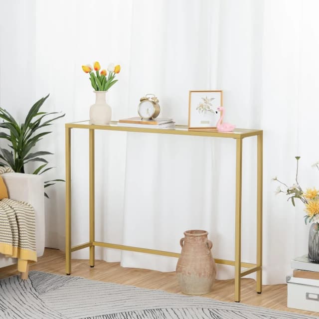 Storvo Gold Metal Hallway Console Table Gold Unisex