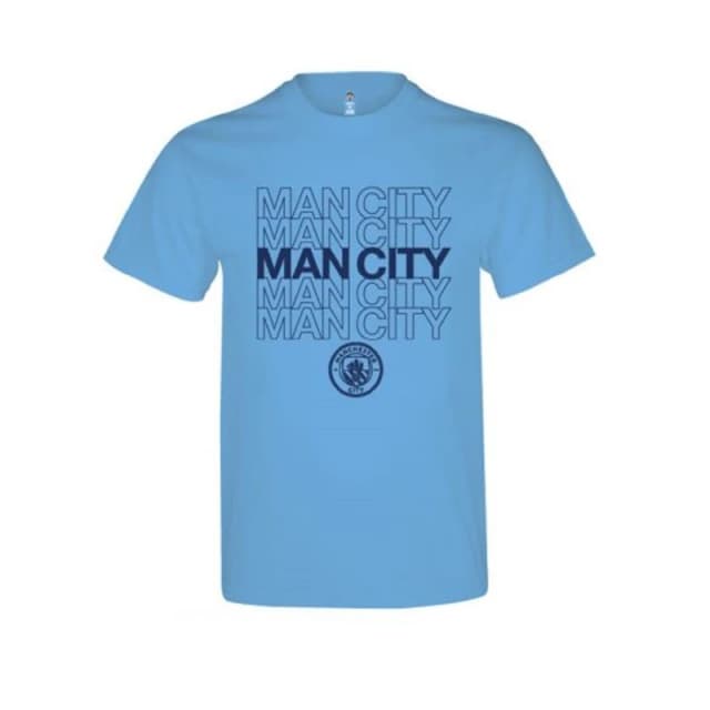 Manchester City FC Mens Man City Sky Blue Logo T-Shirt Size: Small Blue Male S