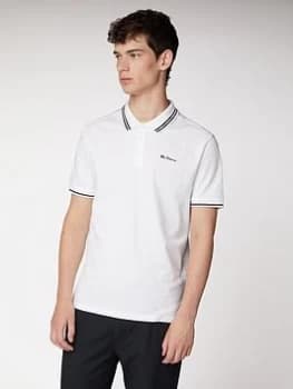 Ben Sherman Classic Tipped Polo-SNOW White, Size L, Men