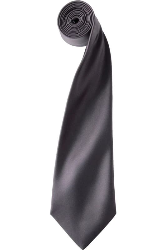 Premier Premier Colours Satin Tie in Dark Grey Dark Grey One Size Unisex 5063470722846
