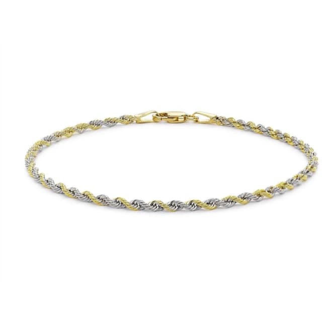 Be You 9ct Gold 2-Tone Rope Bracelet Gold female 7.5inch