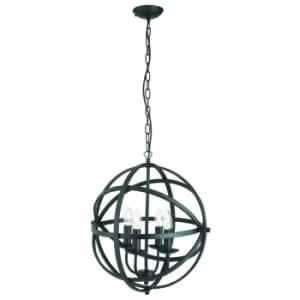 Orbit 4 Light Spherical Cage Ceiling Pendant Matt Black, E14