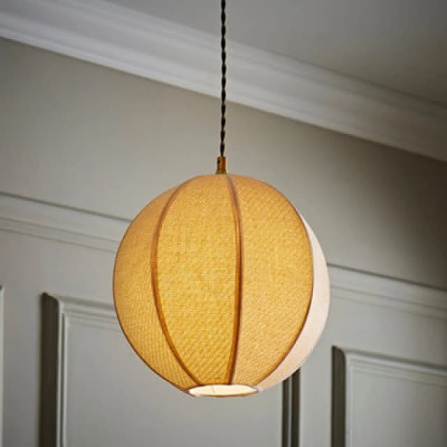 ValueLights ValueLights Belle Woven Fabric Ball Easy Fit Ceiling Pendant Lamp Shade with Bulb in Natural Natural One Size Unisex 5059406065484