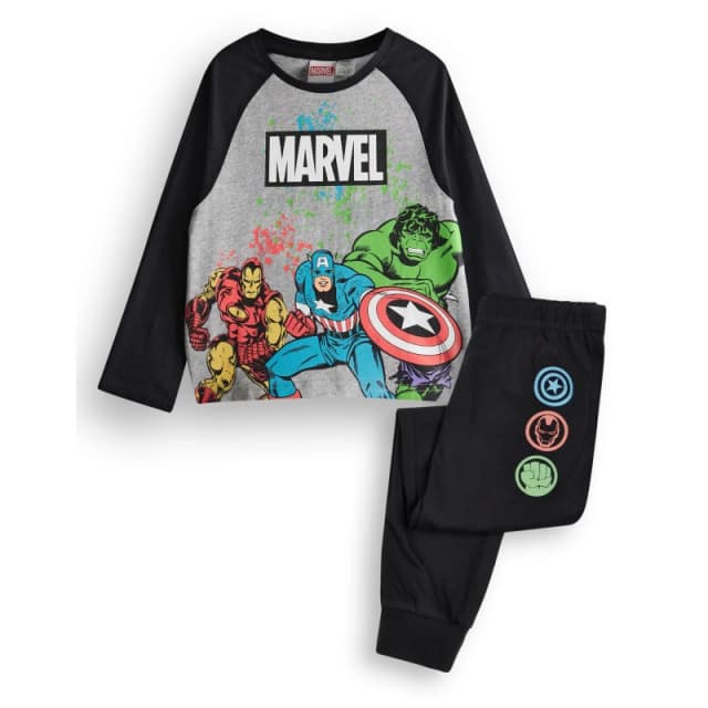 Marvel Long Sleeve Long Leg Pyjama Set Black