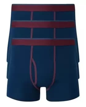 Cotton Traders Mens 3 Pack Contrast Trunks in Blue
