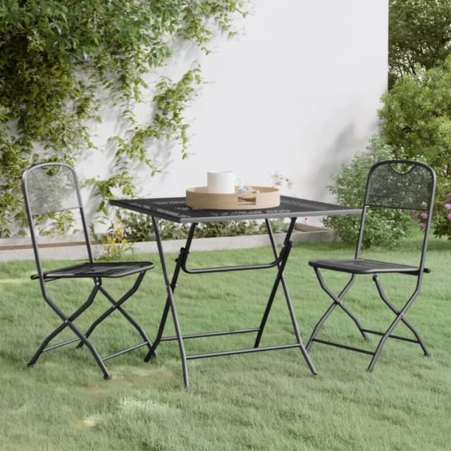 VIDAXL 3 Piece Garden Dining Set Expanded Metal Mesh Anthracite Vidaxl 8720287133216