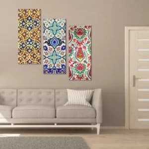 BME004 Multicolor Decorative Framed MDF Painting (3 Pieces)